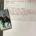 Example of filling out the evening lessons learned area on the Daily Draw sheet using the Knight of Pentacles.