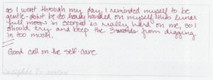 Example of a completed insights and review area Daily Draw sheet.